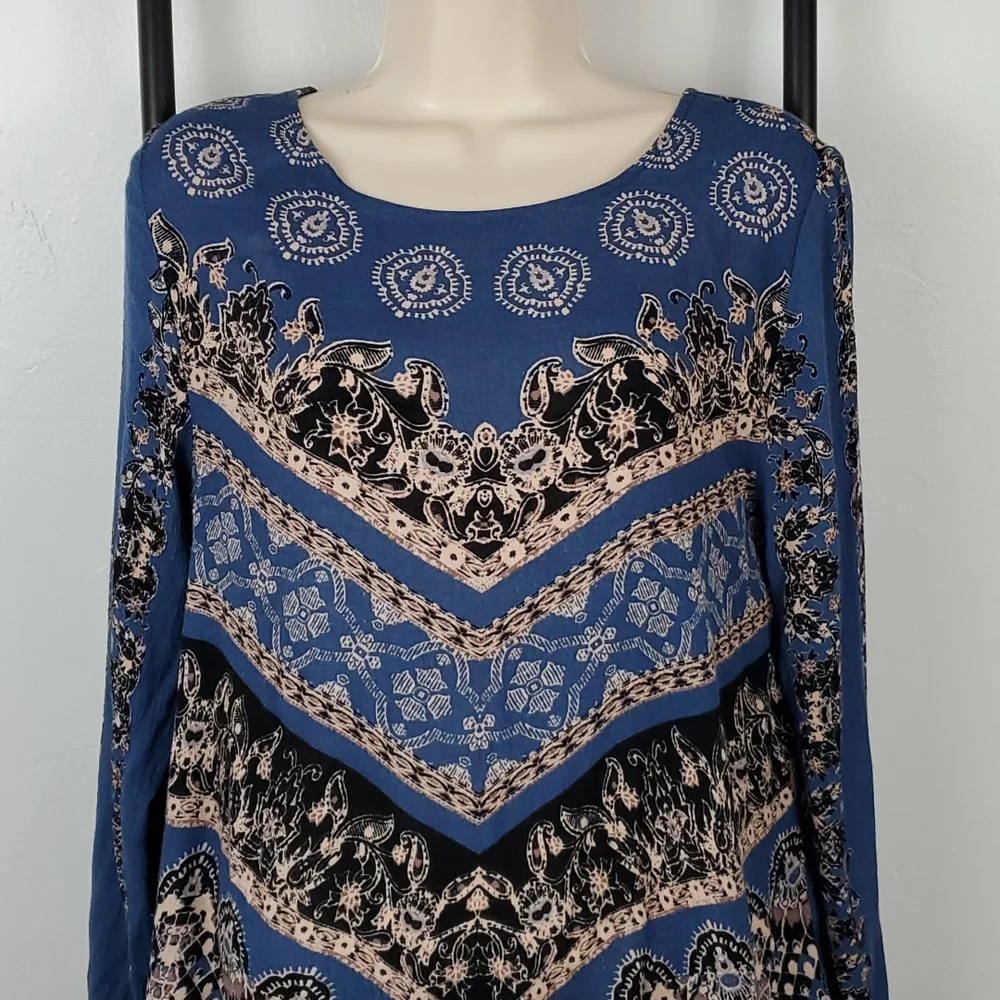 Free People Smooth Talker Tunic Dress S Blue Boho Chic